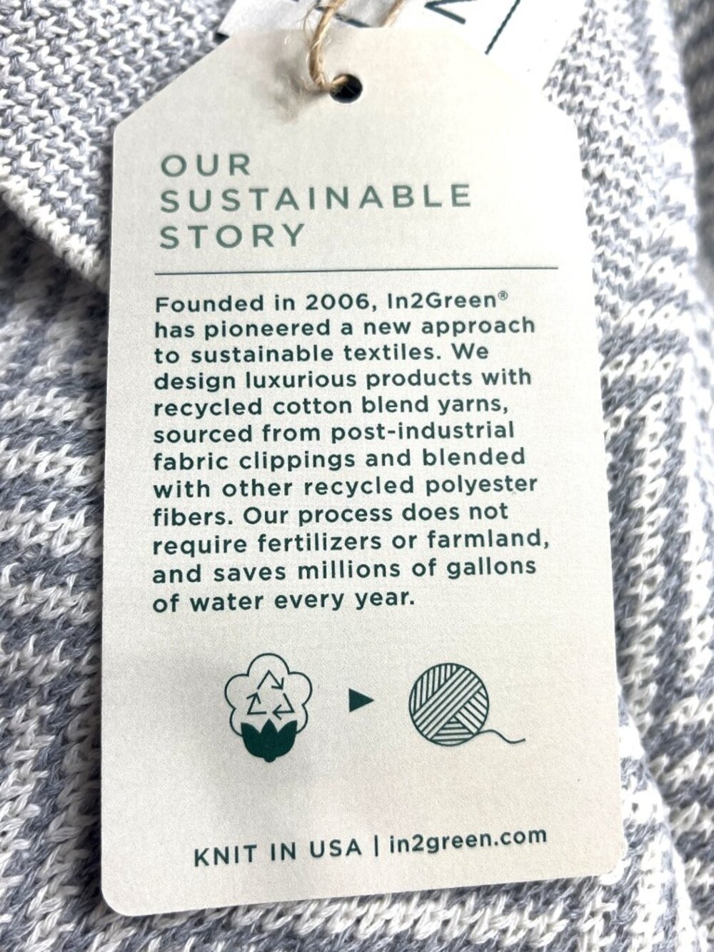 In2green Recycled Cotton & Polyester Knit Throw Blanket W/ Tote Bag Sustainable - Picture 5 of 8